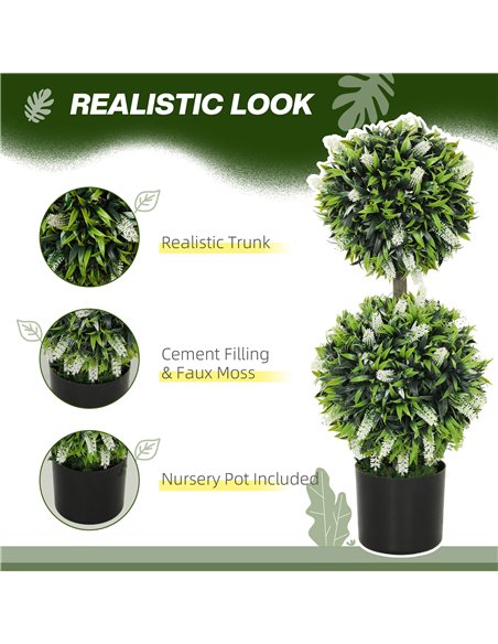 HOMCOM Set of 2 Decorative Artificial Plants Ball Trees with Lavender Flowers in Pot Fake Plants for Home Indoor Outdoor Decor,  - pic 125709 | FastDaddyshop