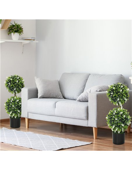 HOMCOM Set of 2 Decorative Artificial Plants Ball Trees with Lavender Flowers in Pot Fake Plants for Home Indoor Outdoor Decor,  - pic 125713 | FastDaddyshop