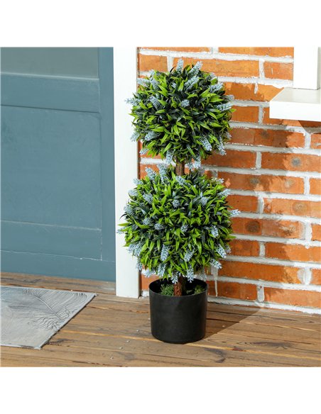 HOMCOM Set of 2 Decorative Artificial Plants Ball Trees with Lavender Flowers in Pot Fake Plants for Home Indoor Outdoor Decor,  - pic 125723 | FastDaddyshop