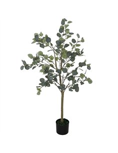 HOMCOM Decorative Artificial Plant, 5ft/ 150cm Silk Eucalyptus Tree with 230 Silver Dollar Leaves in Pot, Fake Plant for Home, O