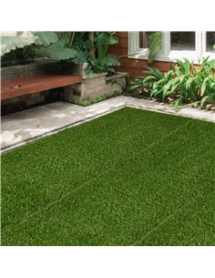 Outsunny 10 PCs 30 x 30cm Artificial Grass Turf, 25mm Pile Height Grass Carpet Fake Grass Mat UV Resistance for Outdoor 2