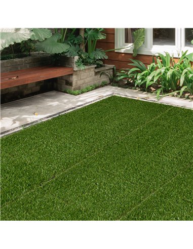 Outsunny 10 PCs 30 x 30cm Artificial Grass Turf, 25mm Pile Height Grass Carpet Fake Grass Mat UV Resistance for Outdoor
