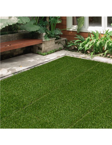 Outsunny 10 PCs 30 x 30cm Artificial Grass Turf, 25mm Pile Height Grass Carpet Fake Grass Mat UV Resistance for Outdoor - pic 125743 | FastDaddyshop
