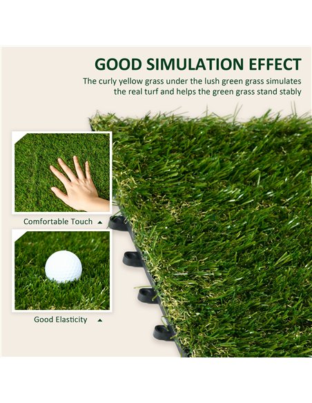 Outsunny 10 PCs 30 x 30cm Artificial Grass Turf, 25mm Pile Height Grass Carpet Fake Grass Mat UV Resistance for Outdoor - pic 125745 | FastDaddyshop