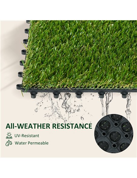 Outsunny 10 PCs 30 x 30cm Artificial Grass Turf, 25mm Pile Height Grass Carpet Fake Grass Mat UV Resistance for Outdoor - pic 125746 | FastDaddyshop