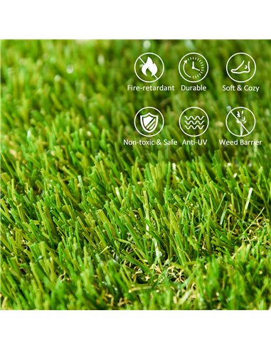 Outsunny 10 PCs 30 x 30cm Artificial Grass Turf, 25mm Pile Height Grass Carpet Fake Grass Mat UV Resistance for Outdoor