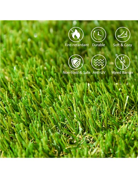 Outsunny 10 PCs 30 x 30cm Artificial Grass Turf, 25mm Pile Height Grass Carpet Fake Grass Mat UV Resistance for Outdoor - pic 125747 | FastDaddyshop
