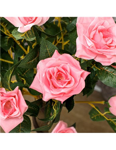 Outsunny Set of 2 Artificial Plants Pink Rose Floral in Pot, Fake Plants for Home Indoor Outdoor Decor, 90cm