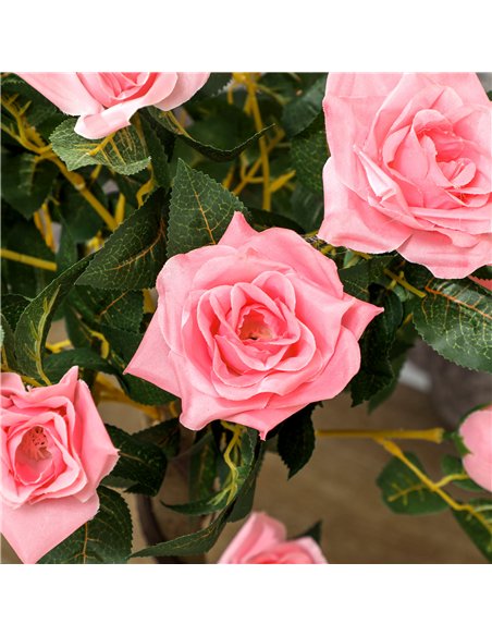 Outsunny Set of 2 Artificial Plants Pink Rose Floral in Pot, Fake Plants for Home Indoor Outdoor Decor, 90cm - pic 125757 | FastDaddyshop