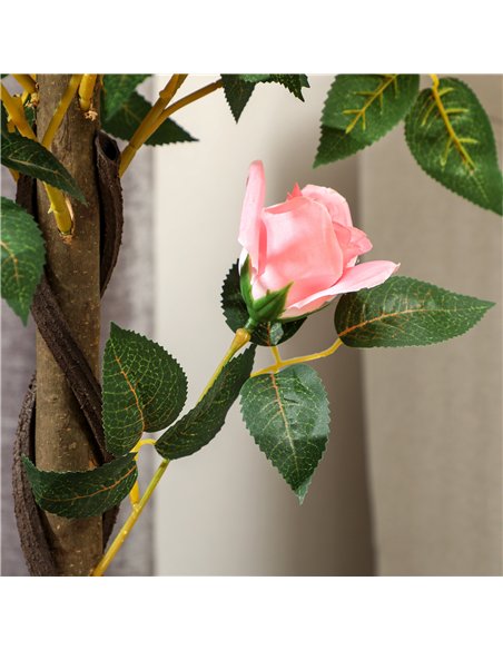 Outsunny Set of 2 Artificial Plants Pink Rose Floral in Pot, Fake Plants for Home Indoor Outdoor Decor, 90cm - pic 125758 | FastDaddyshop