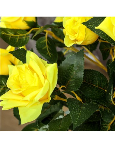 Outsunny Set of 2 Artificial Plants White Rose Floral in Pot, Fake Plants for Home Indoor Outdoor Decor, 90cm, Yellow