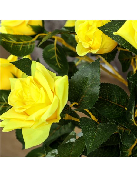 Outsunny Set of 2 Artificial Plants White Rose Floral in Pot, Fake Plants for Home Indoor Outdoor Decor, 90cm, Yellow - pic 125766 | FastDaddyshop