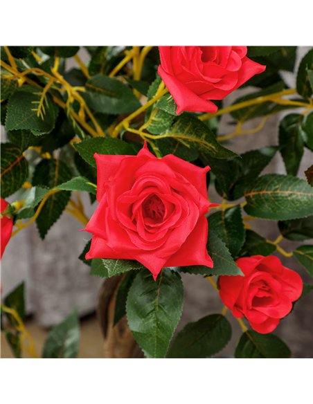 Outsunny Set of 2 Artificial Plants White Rose Floral in Pot, Fake Plants for Home Indoor Outdoor Decor, 90cm, Red - pic 125775 | FastDaddyshop