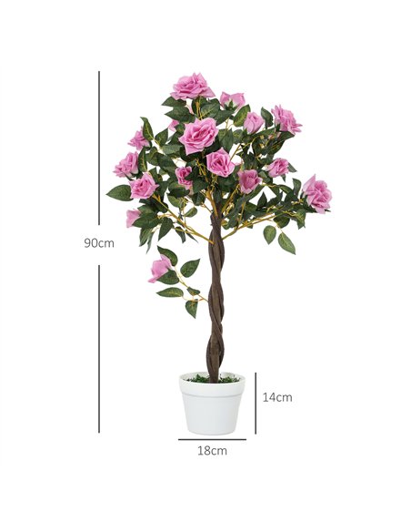 Outsunny Set of 2 Artificial Plants White Rose Floral in Pot, Fake Plants for Home Indoor Outdoor Decor, 90cm, Purple - pic 125780 | FastDaddyshop