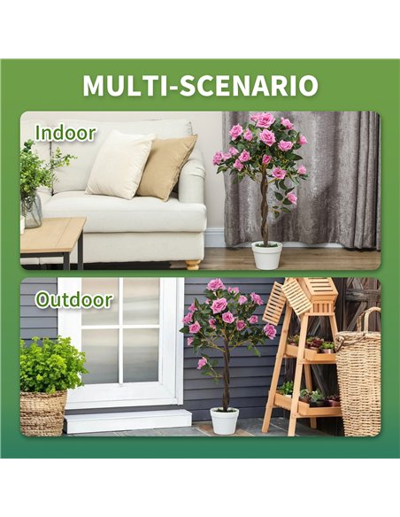 Outsunny Set of 2 Artificial Plants White Rose Floral in Pot, Fake Plants for Home Indoor Outdoor Decor, 90cm, Purple - pic 125781 | FastDaddyshop