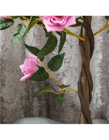 Outsunny Set of 2 Artificial Plants White Rose Floral in Pot, Fake Plants for Home Indoor Outdoor Decor, 90cm, Purple