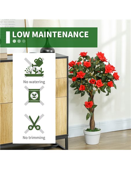 Outsunny Set of 2 Artificial Plants White Rose Floral in Pot, Fake Plants for Home Indoor Outdoor Decor, 90cm, Orange - pic 125792 | FastDaddyshop
