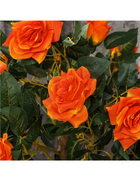 Outsunny Set of 2 Artificial Plants White Rose Floral in Pot, Fake Plants for Home Indoor Outdoor Decor, 90cm, Orange - pic 125793 | FastDaddyshop