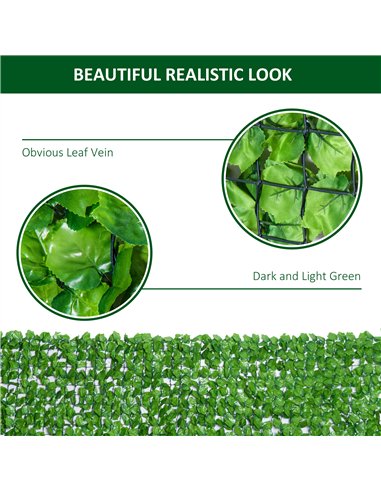 Outsunny 3 x 1m Artificial Leaf Wall - Green