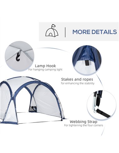 Outsunny Dome Tent for 6-8 Person, Camping Tent with 4 Zipped Mesh Doors, Removable Oxford Cloth, Lamp Hook, Portable Carry Bag,