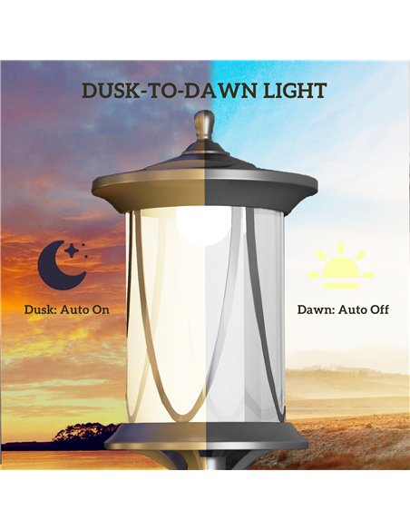 Outsunny Solar Lamp Post Light, 1.3 M LED Outdoor Street Light, Waterproof IP44 for Patio, Garden, Pathway, Cool White - pic 125827 | FastDaddyshop