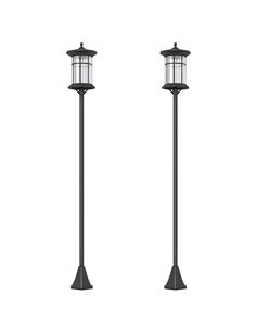 Outsunny Set of Two 1.8m Traditional Style Solar Lamp Posts - Black