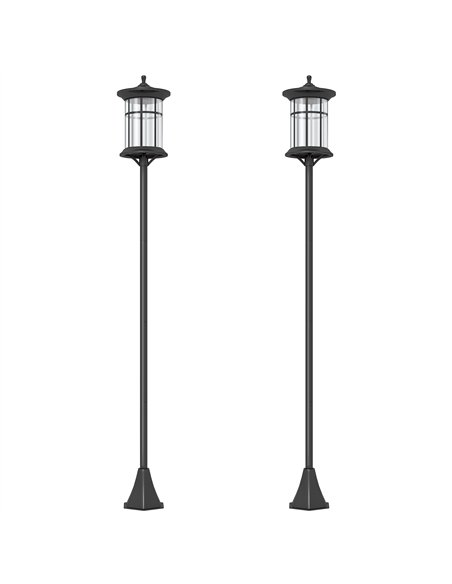 Outsunny Set of Two 1.8m Traditional Style Solar Lamp Posts - Black - pic 125832 | FastDaddyshop