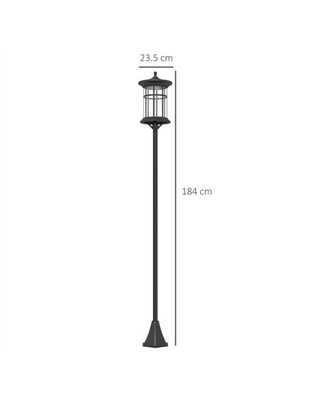 Outsunny Set of Two 1.8m Traditional Style Solar Lamp Posts - Black - pic 125834 | FastDaddyshop