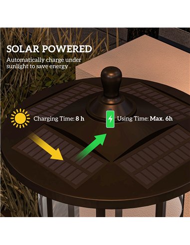 Outsunny Set of Two 1.8m Traditional Style Solar Lamp Posts - Black