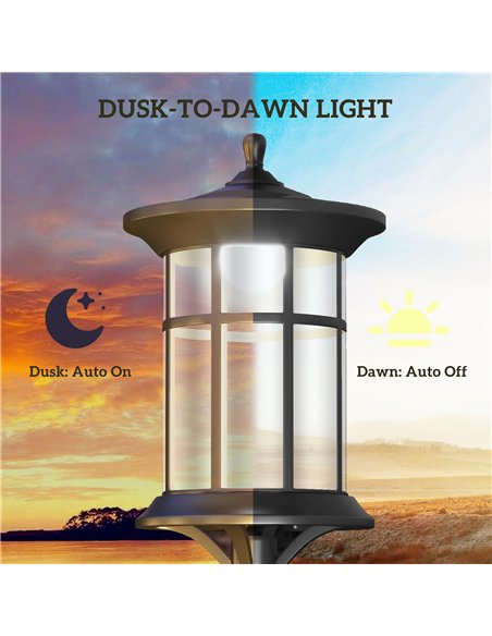 Outsunny Set of Two 1.8m Traditional Style Solar Lamp Posts - Black - pic 125836 | FastDaddyshop