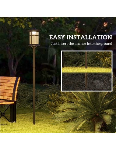 Outsunny Set of Two 1.8m Traditional Style Solar Lamp Posts - Black