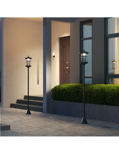 Outsunny Set of Two 1.8m Traditional Style Solar Lamp Posts - Black