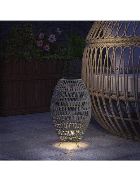 Outsunny Rattan Solar Lamp, Garden Solar Lantern with Auto On/Off Light, IP44 Waterproof, Decorative Outdoor Rattan Lamp for Por - pic 125842 | FastDaddyshop