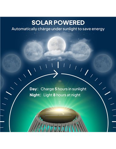 Outsunny Rattan Solar Lamp, Garden Solar Lantern with Auto On/Off Light, IP44 Waterproof, Decorative Outdoor Rattan Lamp for Por