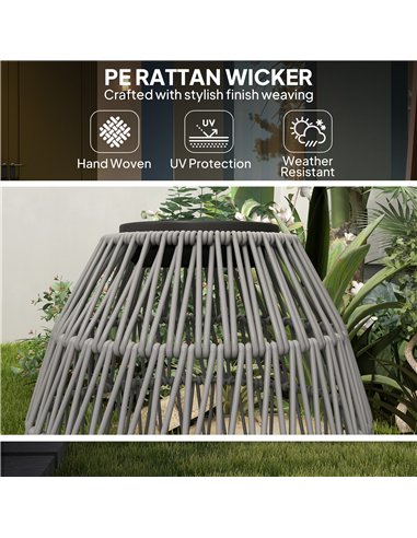 Outsunny Rattan Solar Lamp, Garden Solar Lantern with Auto On/Off Light, IP44 Waterproof, Decorative Outdoor Rattan Lamp for Por