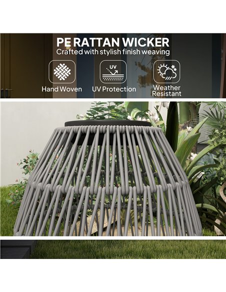 Outsunny Rattan Solar Lamp, Garden Solar Lantern with Auto On/Off Light, IP44 Waterproof, Decorative Outdoor Rattan Lamp for Por - pic 125846 | FastDaddyshop
