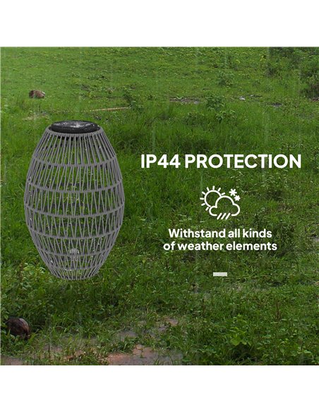 Outsunny Rattan Solar Lamp, Garden Solar Lantern with Auto On/Off Light, IP44 Waterproof, Decorative Outdoor Rattan Lamp for Por - pic 125847 | FastDaddyshop