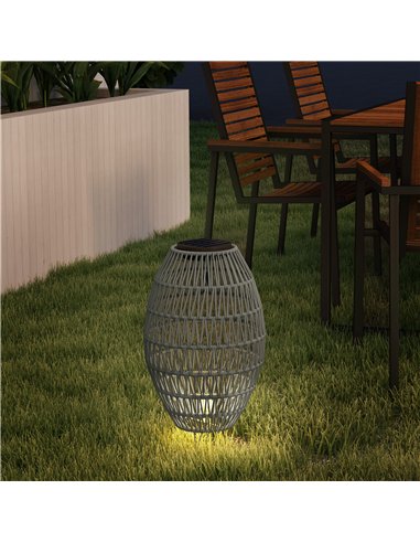 Outsunny Rattan Solar Lamp, Garden Solar Lantern with Auto On/Off Light, IP44 Waterproof, Decorative Outdoor Rattan Lamp for Por