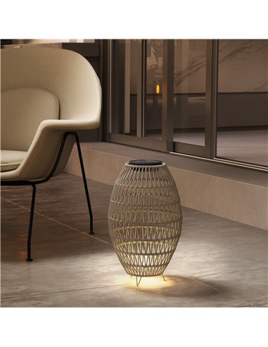 Outsunny Rattan Solar Lamp, Garden Solar Lantern with Auto On/Off Light, IP44 Waterproof, Decorative Outdoor Rattan Lamp for Por