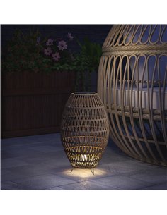 Outsunny Rattan Solar Lamp, Garden Solar Lantern with Auto On/Off Light, IP44 Waterproof, Decorative Outdoor Rattan Lamp for Por 2
