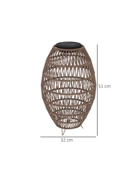 Outsunny Rattan Solar Lamp, Garden Solar Lantern with Auto On/Off Light, IP44 Waterproof, Decorative Outdoor Rattan Lamp for Por - pic 125852 | FastDaddyshop