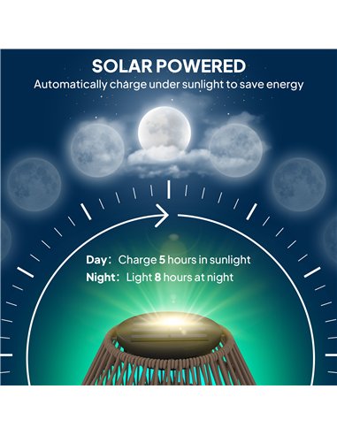 Outsunny Rattan Solar Lamp, Garden Solar Lantern with Auto On/Off Light, IP44 Waterproof, Decorative Outdoor Rattan Lamp for Por