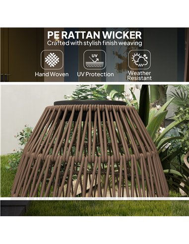Outsunny Rattan Solar Lamp, Garden Solar Lantern with Auto On/Off Light, IP44 Waterproof, Decorative Outdoor Rattan Lamp for Por