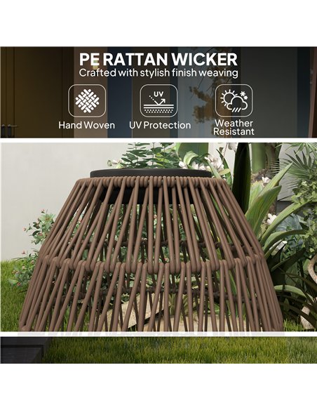 Outsunny Rattan Solar Lamp, Garden Solar Lantern with Auto On/Off Light, IP44 Waterproof, Decorative Outdoor Rattan Lamp for Por - pic 125855 | FastDaddyshop