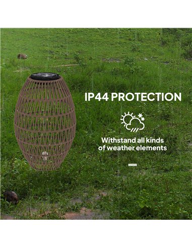 Outsunny Rattan Solar Lamp, Garden Solar Lantern with Auto On/Off Light, IP44 Waterproof, Decorative Outdoor Rattan Lamp for Por