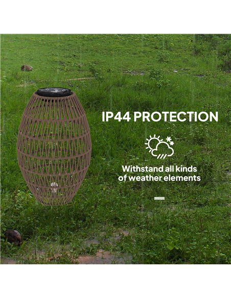 Outsunny Rattan Solar Lamp, Garden Solar Lantern with Auto On/Off Light, IP44 Waterproof, Decorative Outdoor Rattan Lamp for Por - pic 125856 | FastDaddyshop