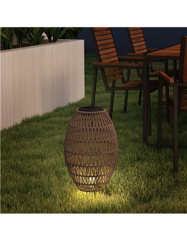 Outsunny Rattan Solar Lamp, Garden Solar Lantern with Auto On/Off Light, IP44 Waterproof, Decorative Outdoor Rattan Lamp for Por