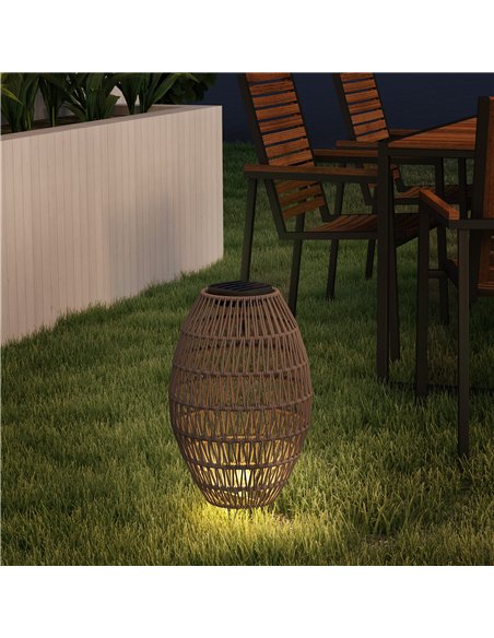 Outsunny Rattan Solar Lamp, Garden Solar Lantern with Auto On/Off Light, IP44 Waterproof, Decorative Outdoor Rattan Lamp for Por - pic 125857 | FastDaddyshop