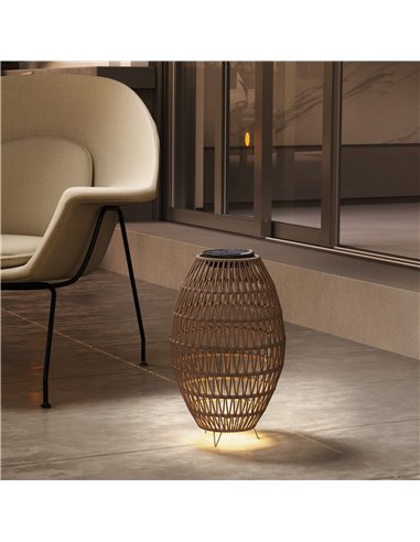 Outsunny Rattan Solar Lamp, Garden Solar Lantern with Auto On/Off Light, IP44 Waterproof, Decorative Outdoor Rattan Lamp for Por