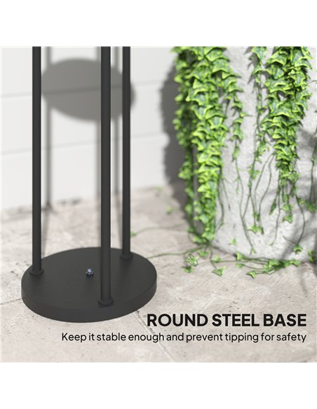 Outsunny Boho Rattan Floor Lamp, 3-Lights Rattan Lamp with Shelf, Freestanding Solar Garden Light with Auto On/Off Lights, IP44  - pic 125867 | FastDaddyshop